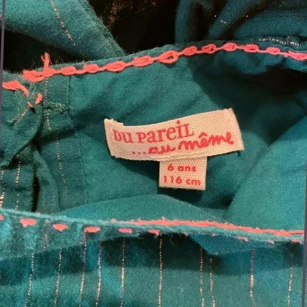 Blouse manches courtes verte fille DPAM 6 ans – Bon état – photo 2